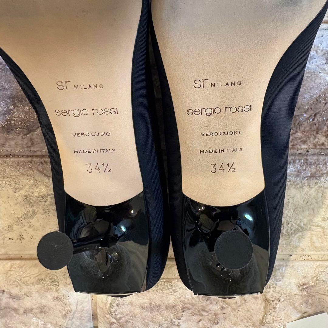 新品　セルジオロッシ　黒　ポインテッド　布地　ピンヒール　パンプス　22cm