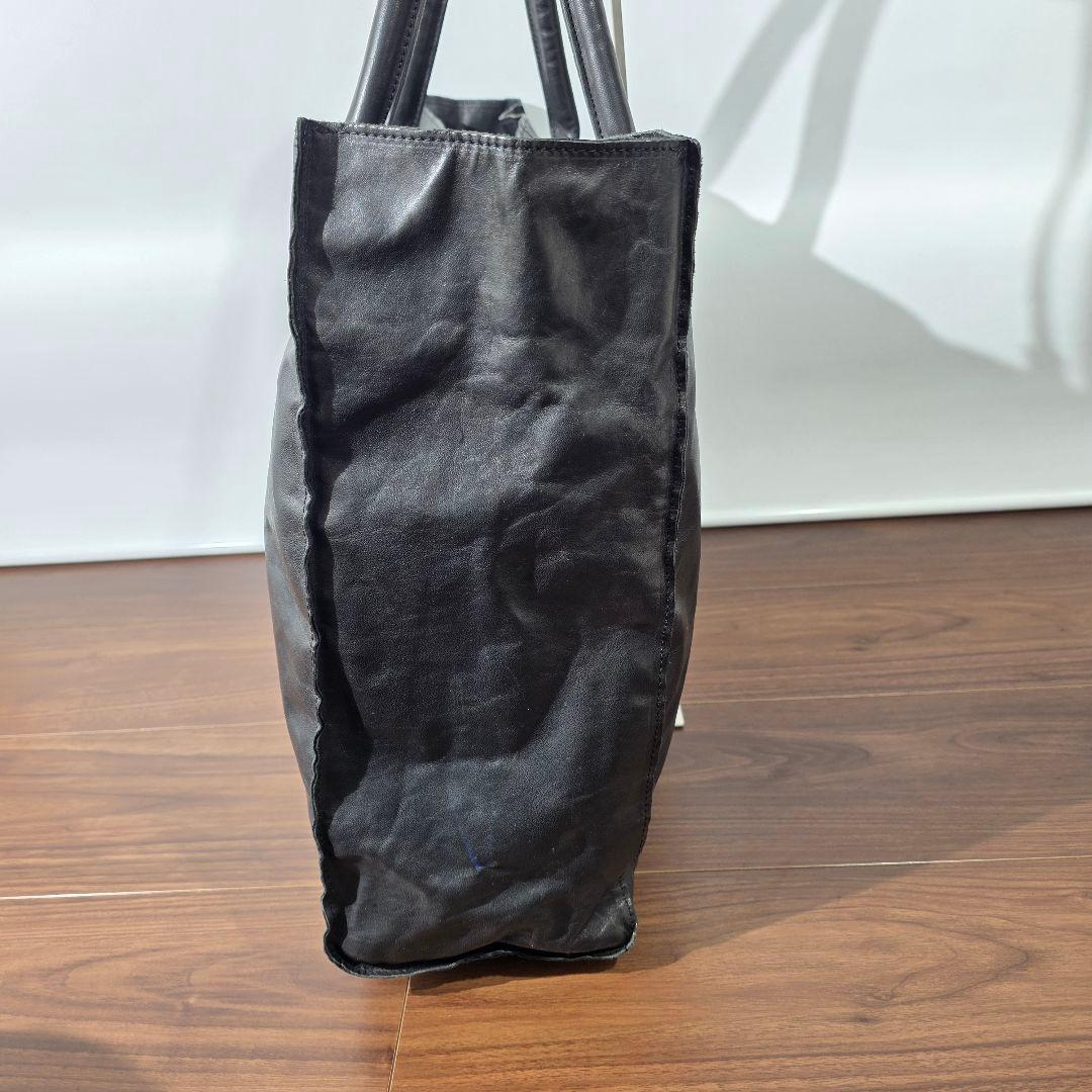 wjk レザー 大容量 軽量 トートバッグ 黒 ブラック