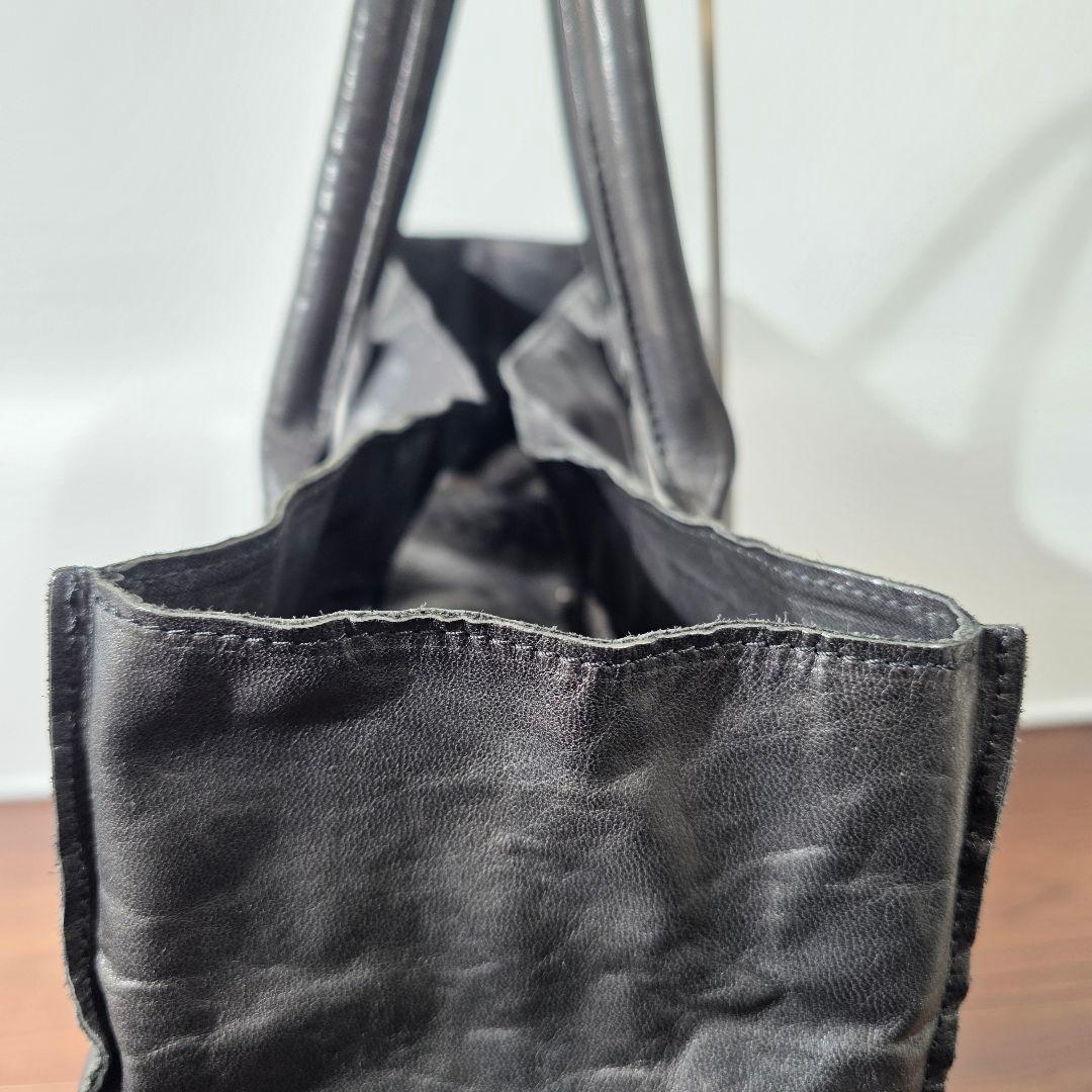 wjk レザー 大容量 軽量 トートバッグ 黒 ブラック