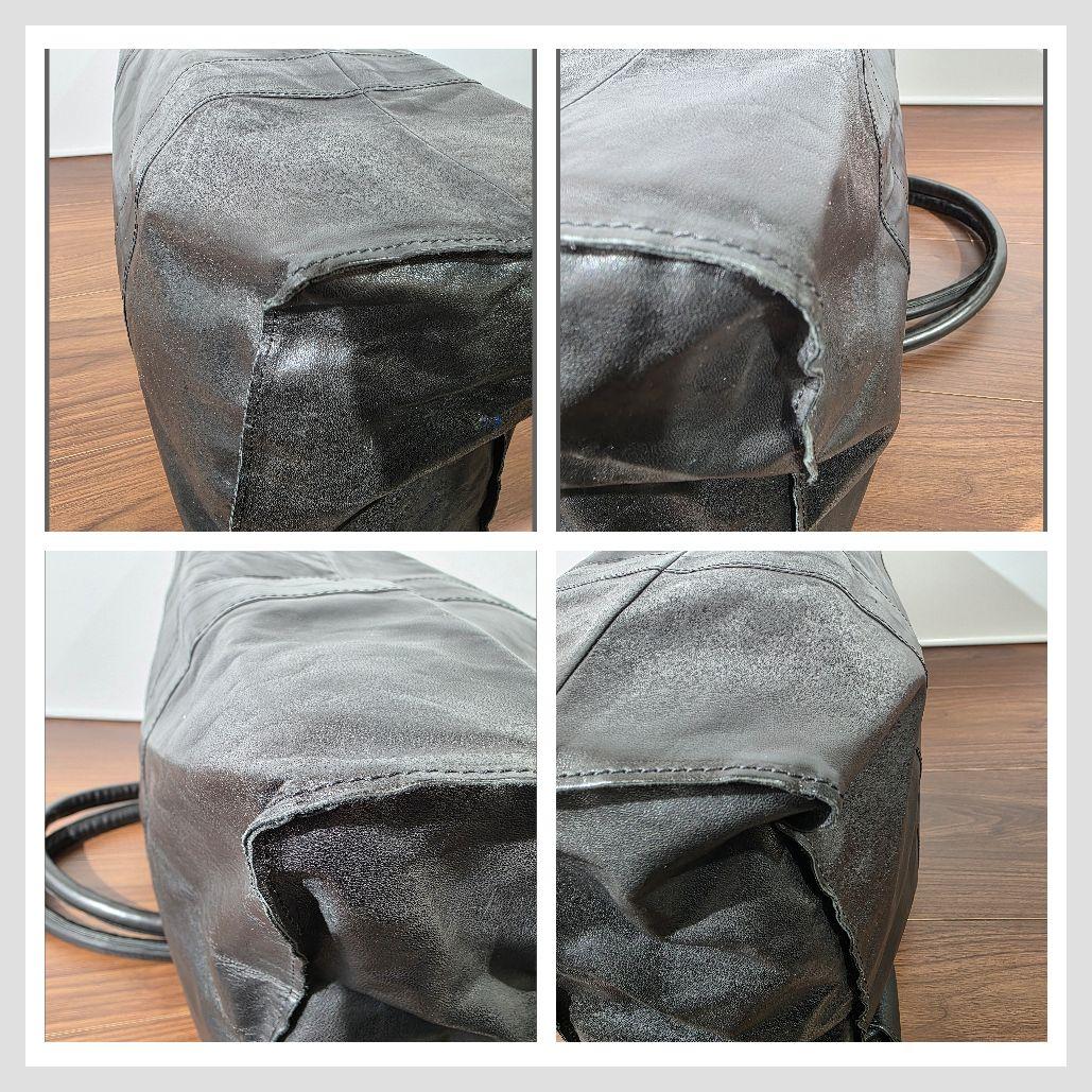 wjk レザー 大容量 軽量 トートバッグ 黒 ブラック