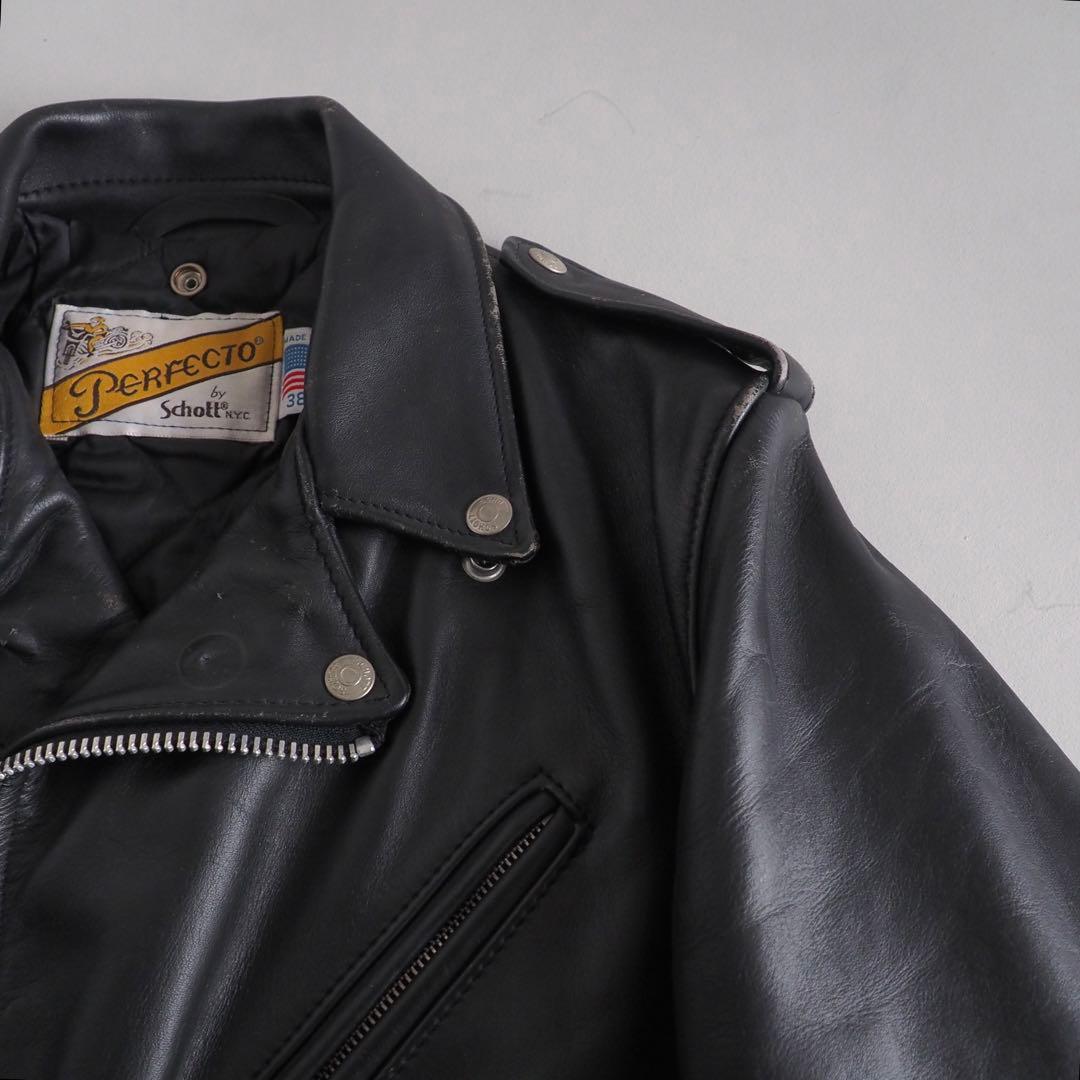 Schott　618　size38　ダブルライダース　レザージャケット　ブラック