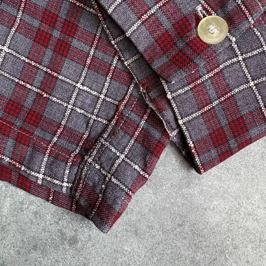 50s〜60s harper ハーパー 織柄チェック ボックス レーヨンシャツ
