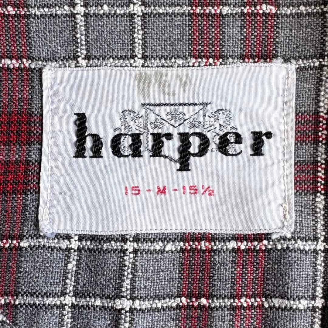 50s〜60s harper ハーパー 織柄チェック ボックス レーヨンシャツ