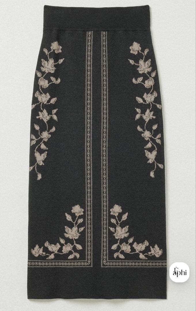 新品eaphi scarf motif knit skirt（チャコルS)