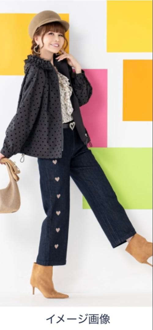 アンドラブ♥️新作★むっちゃ幸せハート刺繍のストレートデニム3L完売品