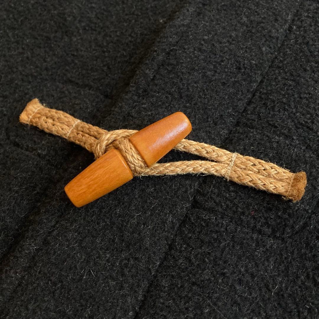 ビンテージ 英国製 ウール メルトン 裏チェック ロング ダッフルコート 36