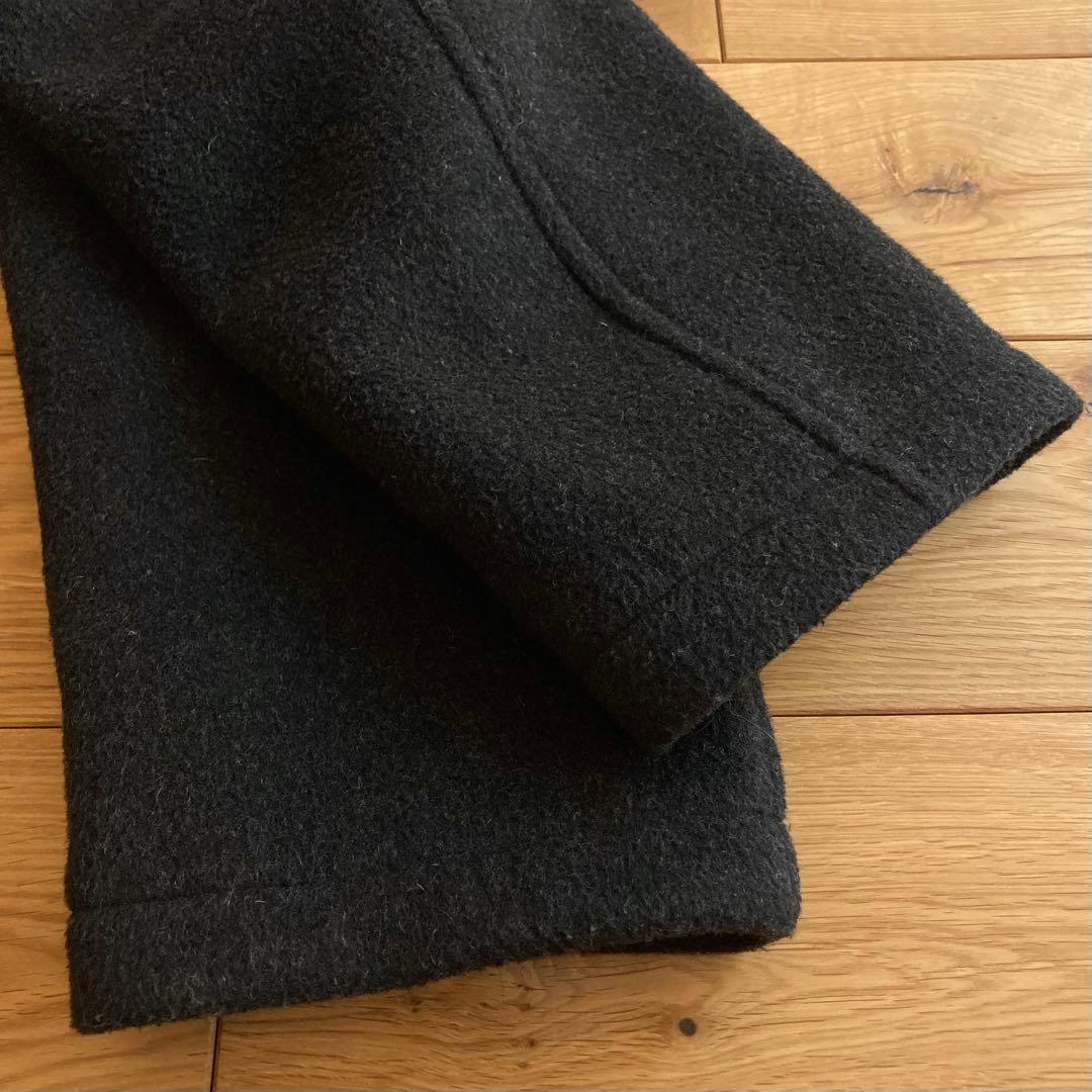 ビンテージ 英国製 ウール メルトン 裏チェック ロング ダッフルコート 36