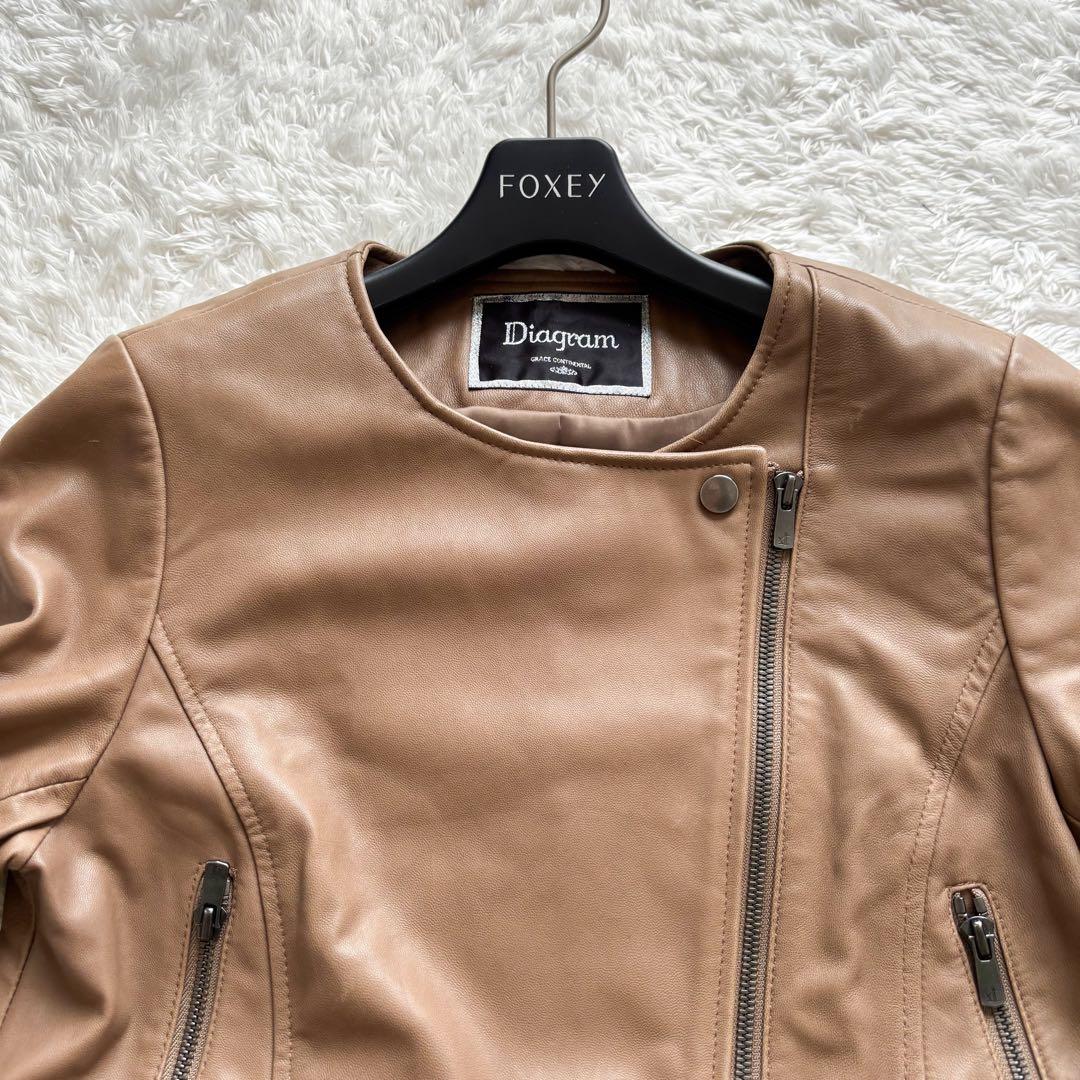 2way✨ダイアグラム　ライダースジャケット　フォックスファー　レザー　ブラウン