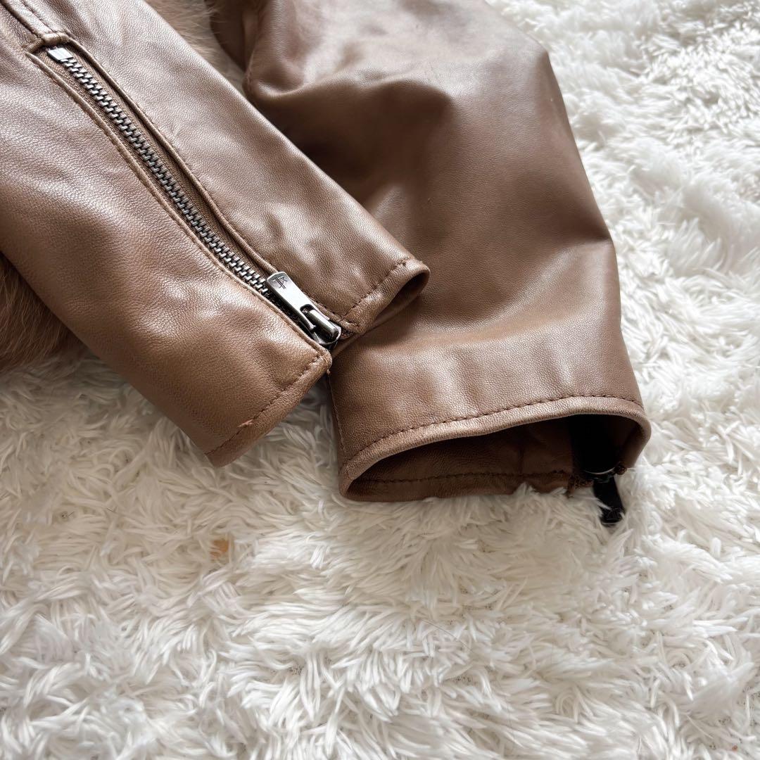 2way✨ダイアグラム　ライダースジャケット　フォックスファー　レザー　ブラウン