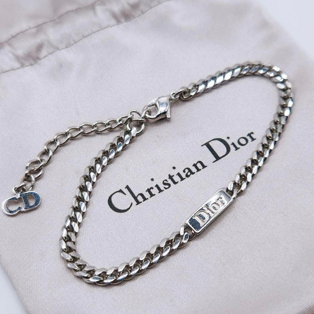 【美品】クリスチャンディオール Dior ブレスレット CDロゴ シルバー 希少