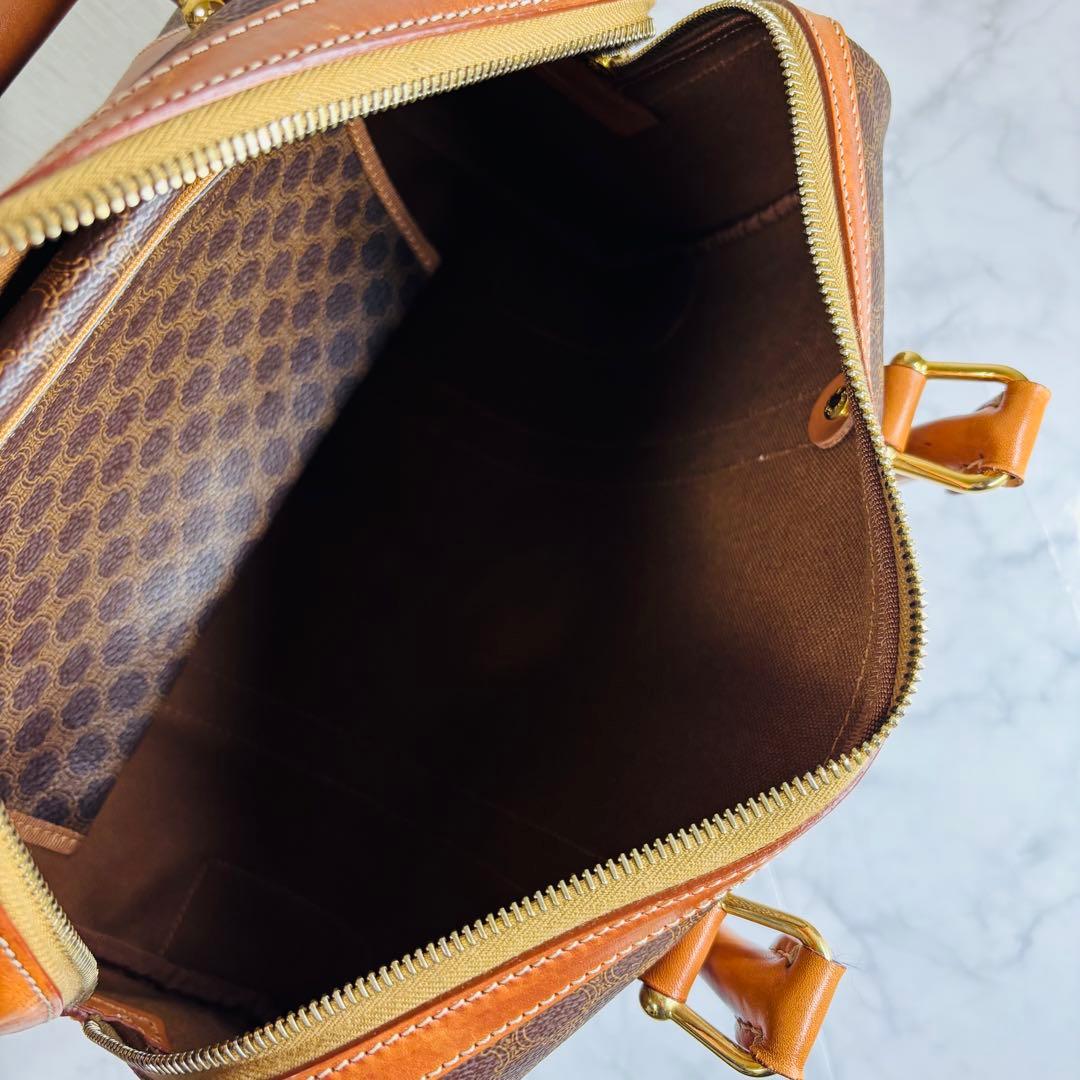 CELINE セリーヌ　ブラウン ハニカムパターン ボストンバッグ