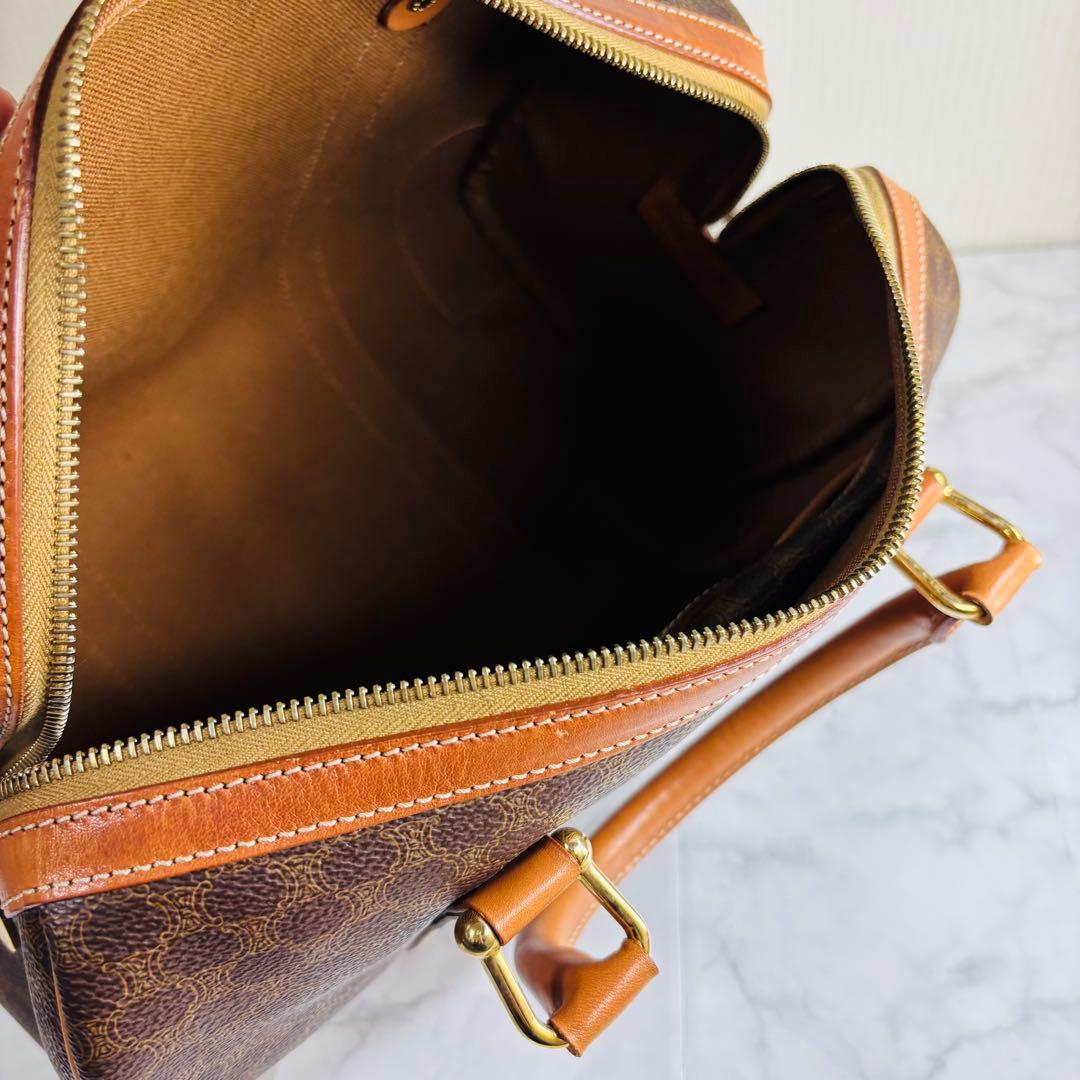 CELINE セリーヌ　ブラウン ハニカムパターン ボストンバッグ