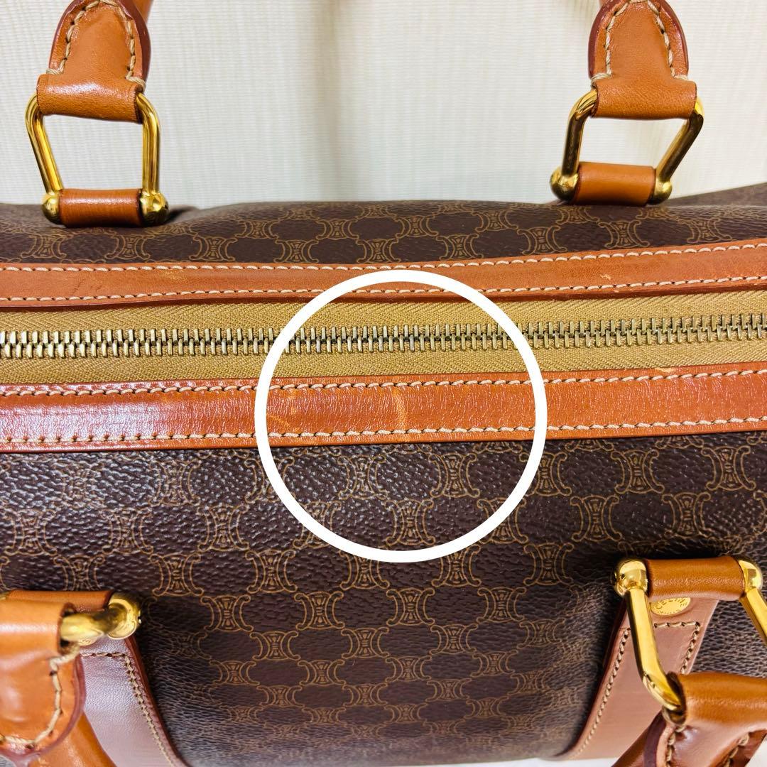 CELINE セリーヌ　ブラウン ハニカムパターン ボストンバッグ