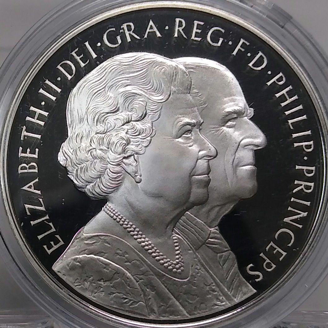 2007 ダイヤモンドウエディング プルーフ 5ポンド銀貨 ①