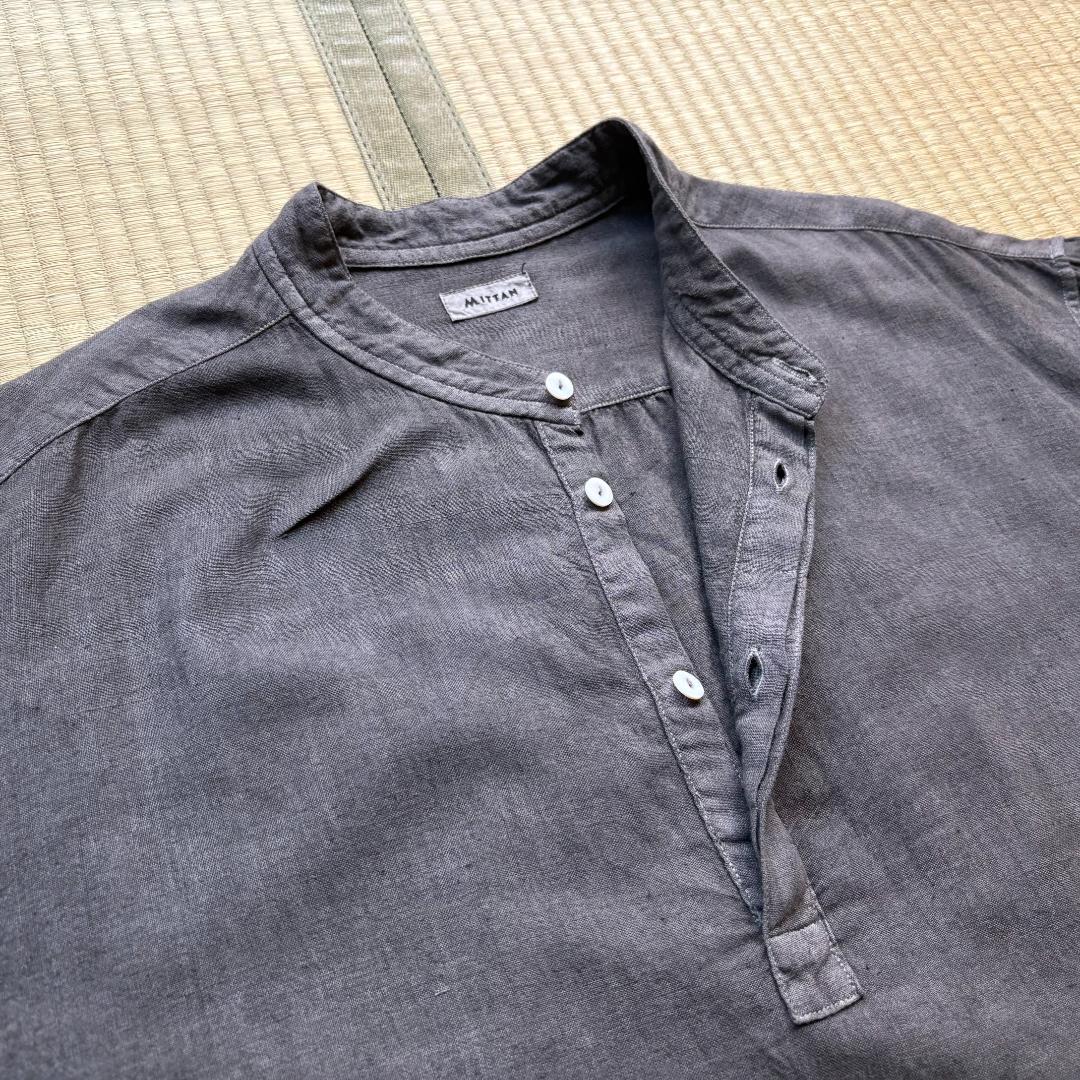 【美品】MITTAN カディクルタシャツ 松煙(濃) サイズ3