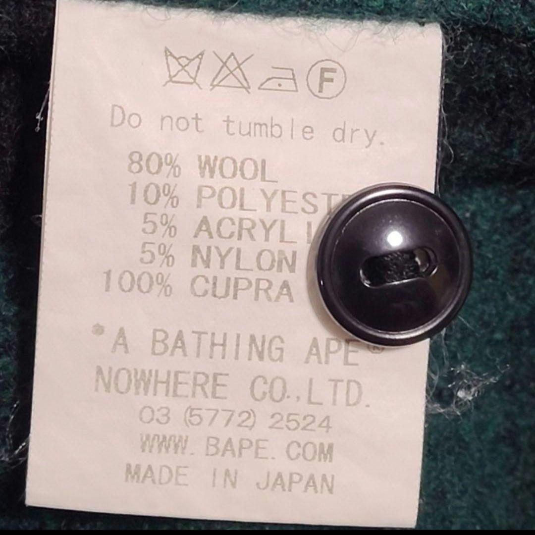 APE ネルシャツ チェック シャツ M 長袖 緑 黒　ドラマ着用風　キムタク