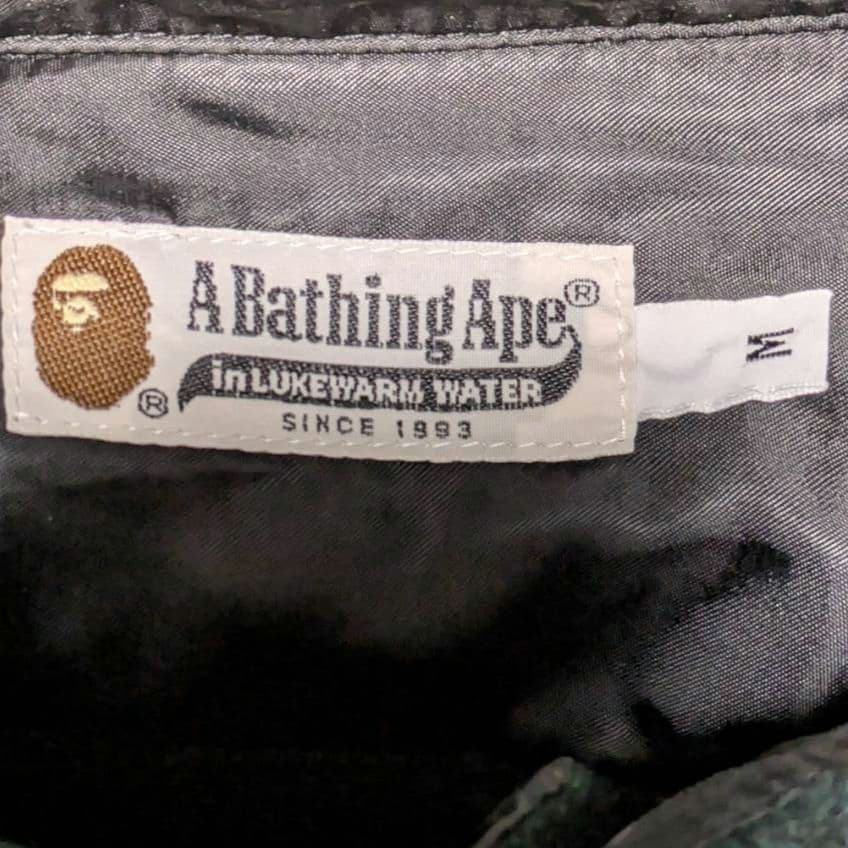 APE ネルシャツ チェック シャツ M 長袖 緑 黒　ドラマ着用風　キムタク