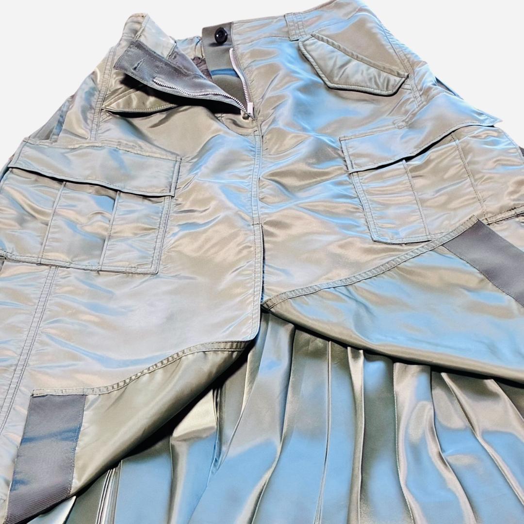 サカイ sacai ナイロンツイル バックプリーツ スカート サイズ2 美品 F