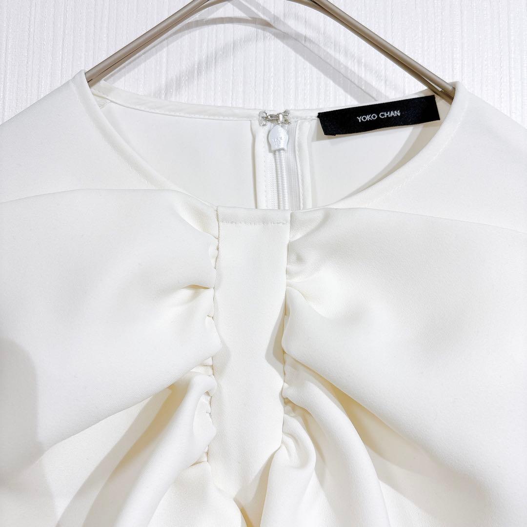 yokochan ヨーコチャン　ビッグリボン　ブラウス　フリル　シャツ　ホワイト