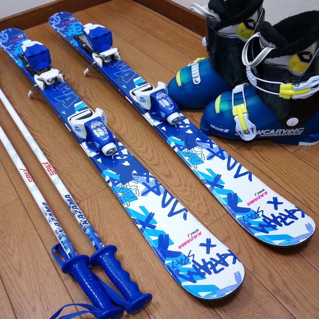 メンテ済 96cm 靴18cm KAZAMA スキーセット (100)
