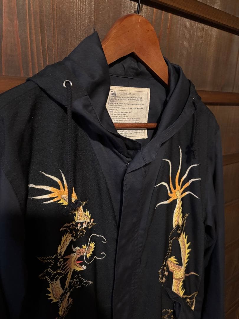 ink 再構築 リメイク チャイナ柄ドラゴン モッズコート