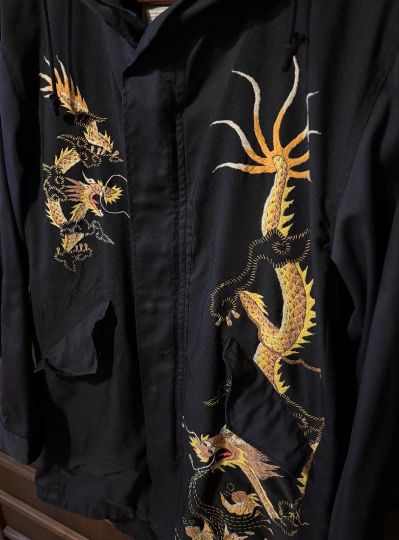ink 再構築 リメイク チャイナ柄ドラゴン モッズコート