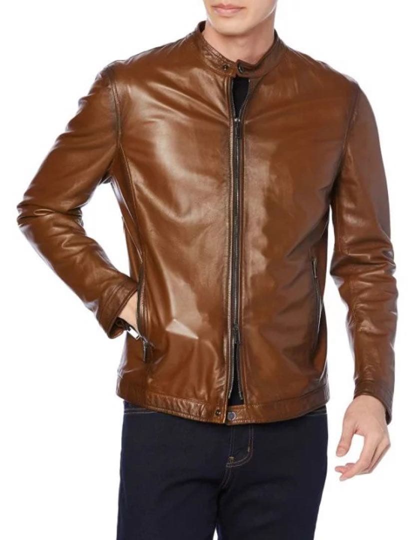 タリアトーレTAGLIATORE レザー　シングルライダース　ブラウン　46