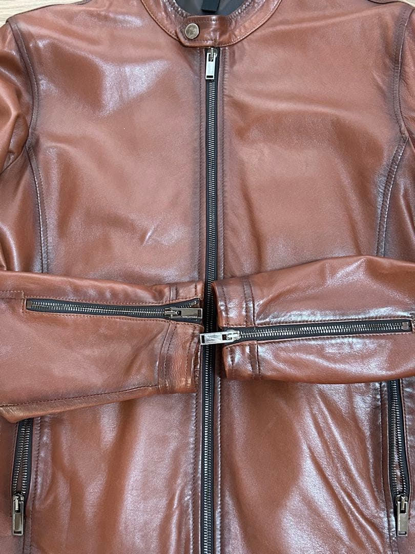 タリアトーレTAGLIATORE レザー　シングルライダース　ブラウン　46