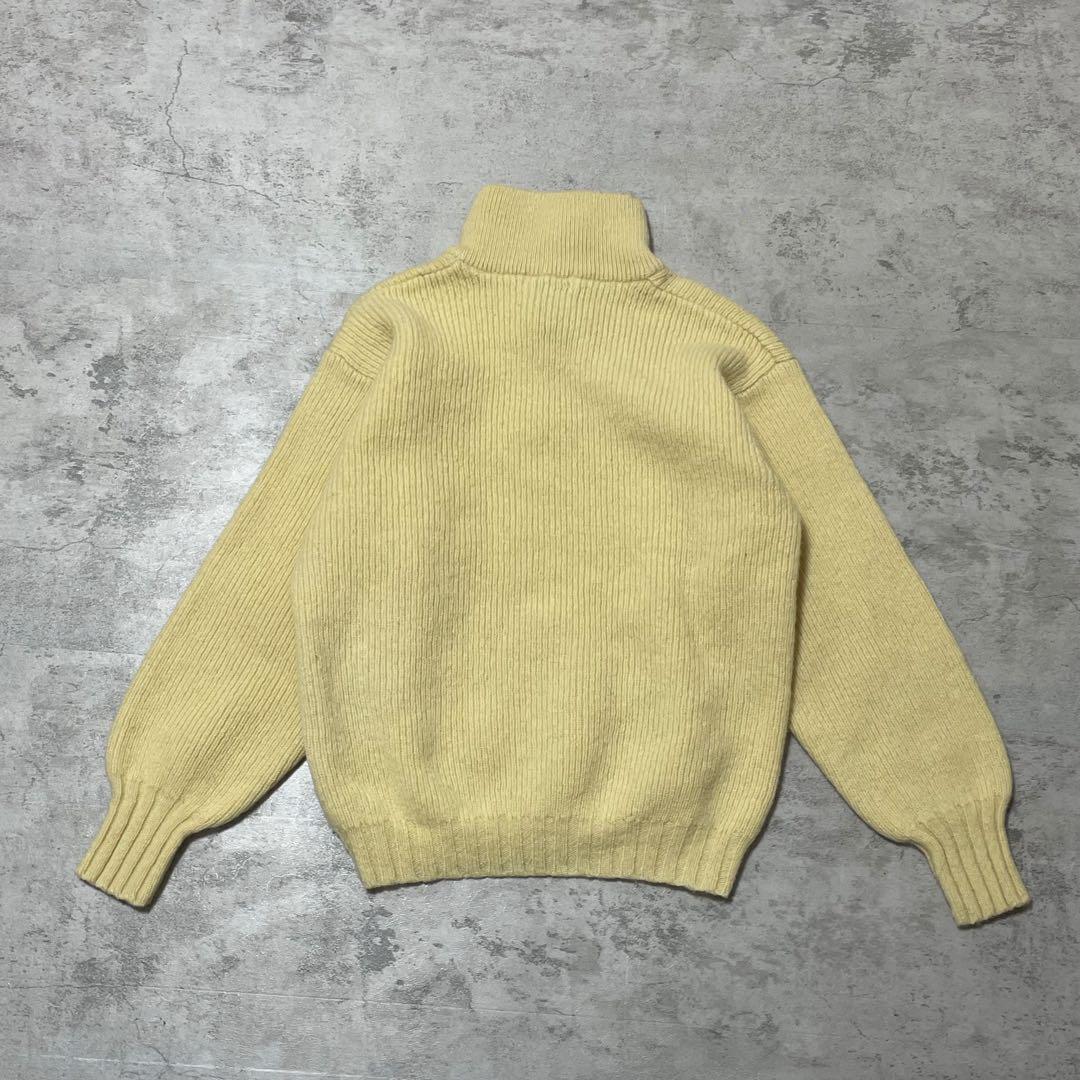 YSL イヴサンローラン ロゴ 刺繍 ハーフジップ ニット セーター イエロー