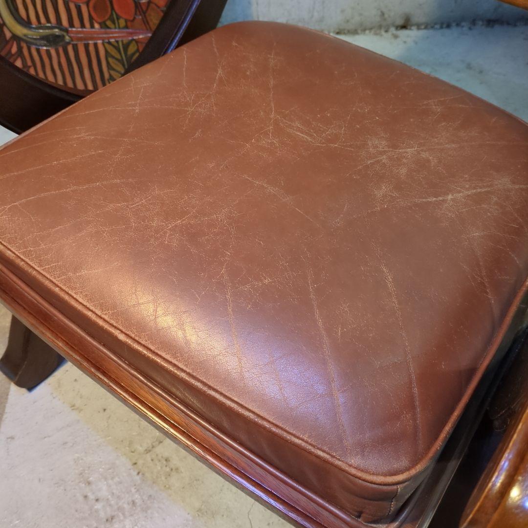 マルニ木工◆ビンテージ　ラタン　本革　ソファ　アーム　チェア 椅子 イス ②