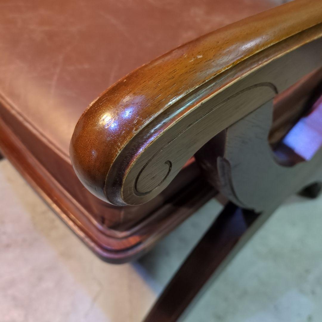 マルニ木工◆ビンテージ　ラタン　本革　ソファ　アーム　チェア 椅子 イス ②