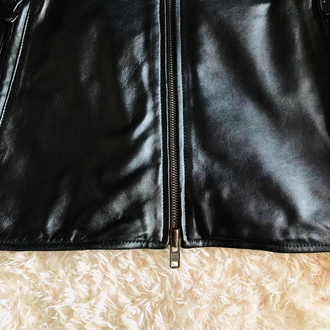 未使用✨AKM シングルライダースジャケット 高級羊革 艶感 ブラック M