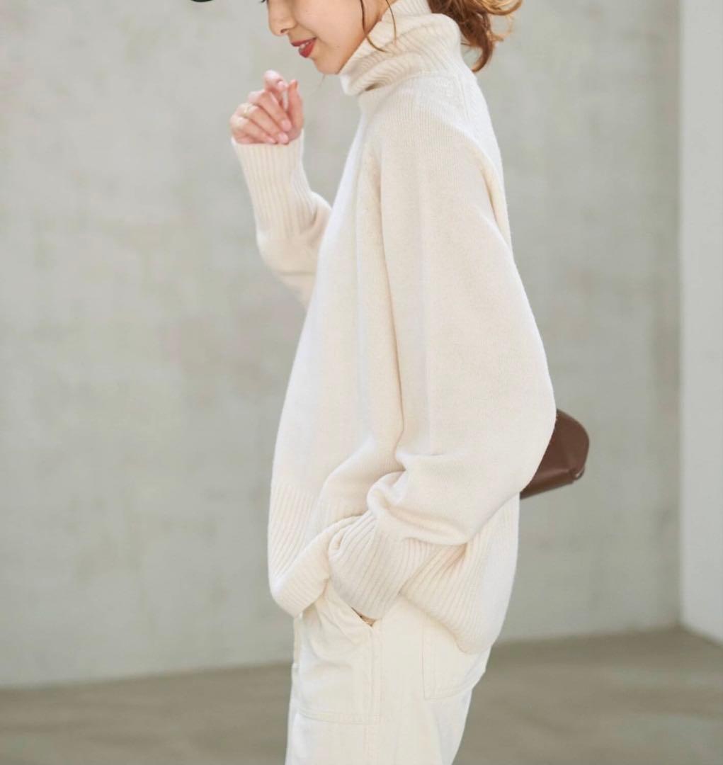 ウールカシミヤラグランタートルニット/スピックアンドスパン　新品未使用