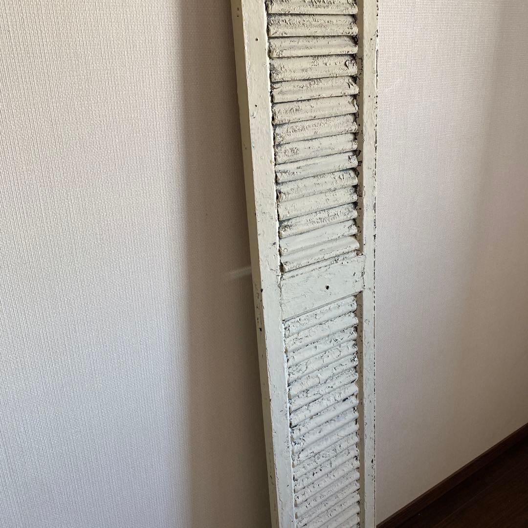 フランスアンティーク クリーム系白色ペイントヴォレー/木製雨戸ルーバー