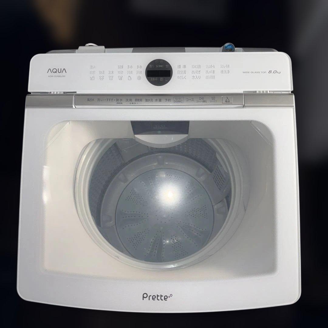 アクア/2021年製/洗濯機/AQW-GVX80J(W)/8kg