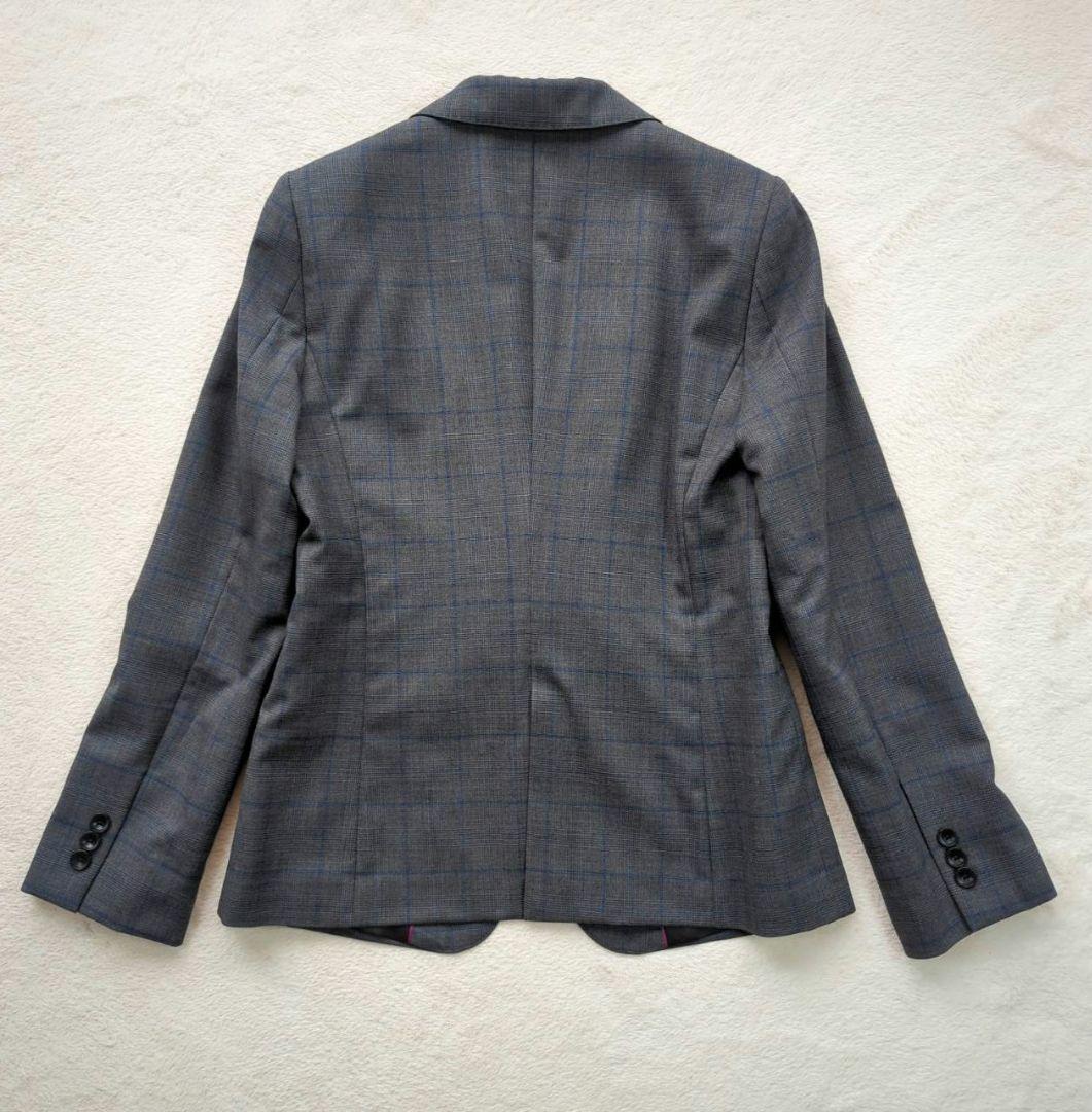 美品☆ HILTON Super 110 グレー チェック柄 パンツスーツ L