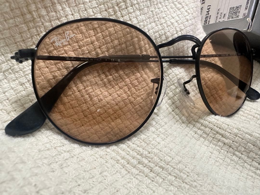 Ray-Ban ラウンドサングラス ブラウンレンズ、外箱、純正ケース付き