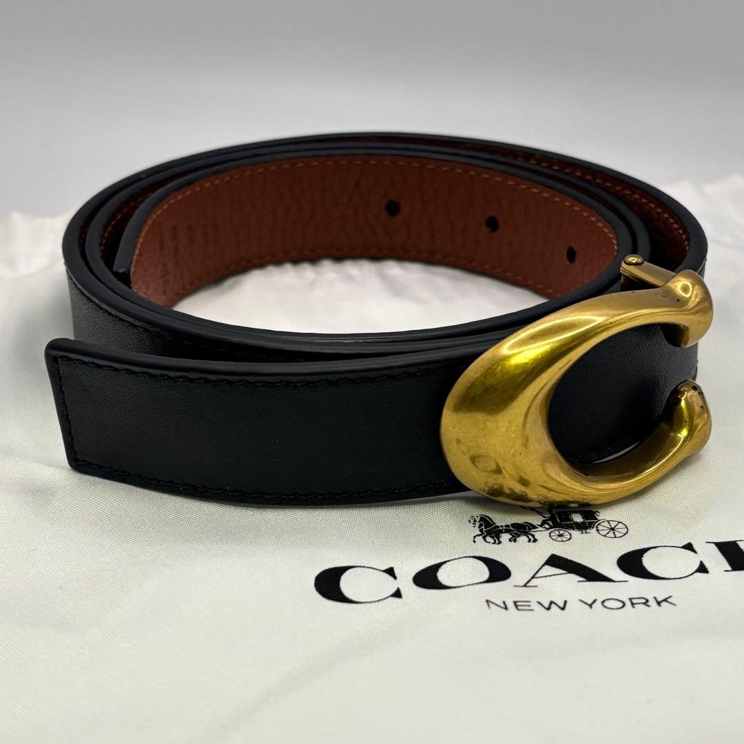 【未使用】coach☆Cバックルリバーシブルベルト 黒＆茶