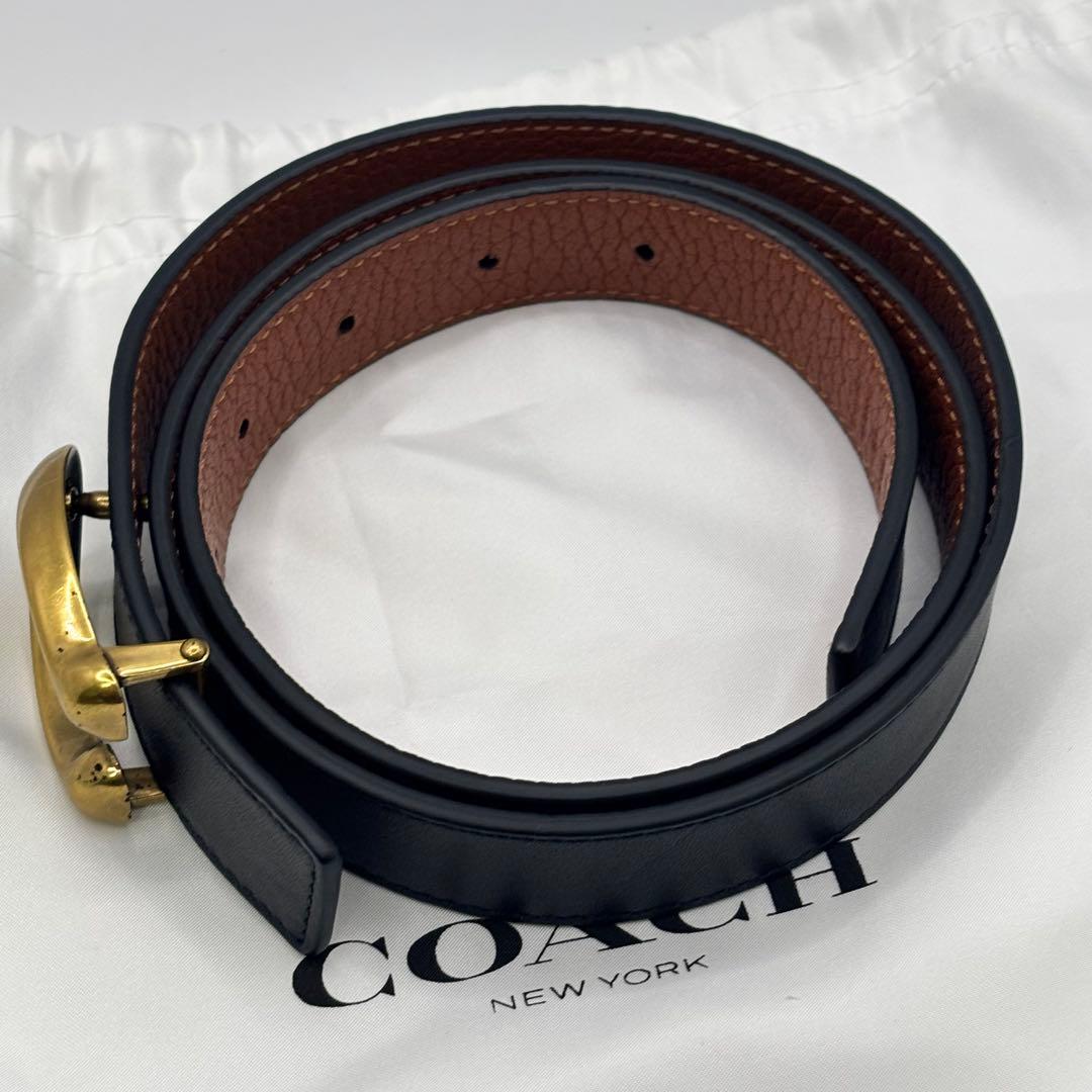 【未使用】coach☆Cバックルリバーシブルベルト 黒＆茶