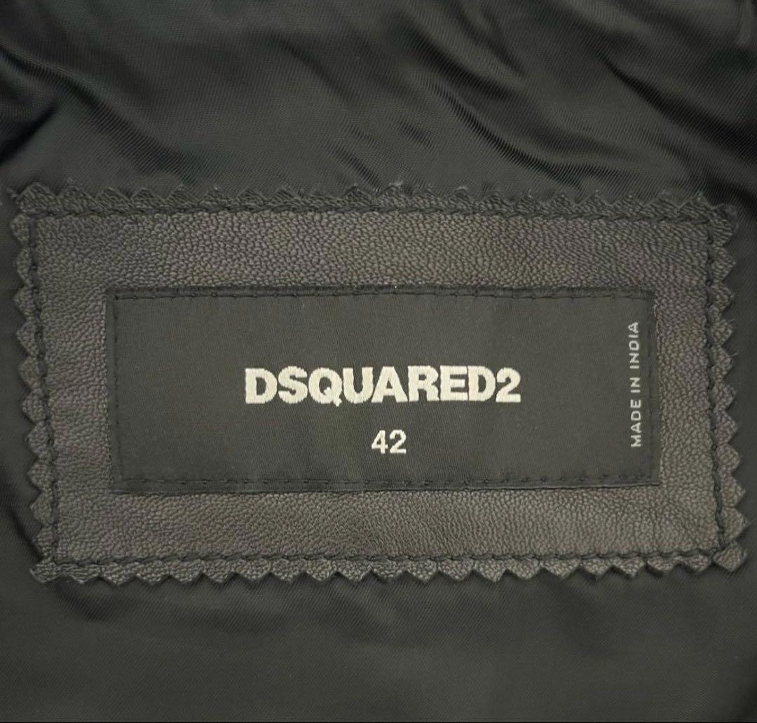 DSQUARED2 ラムレザー シングルライダースジャケット 42