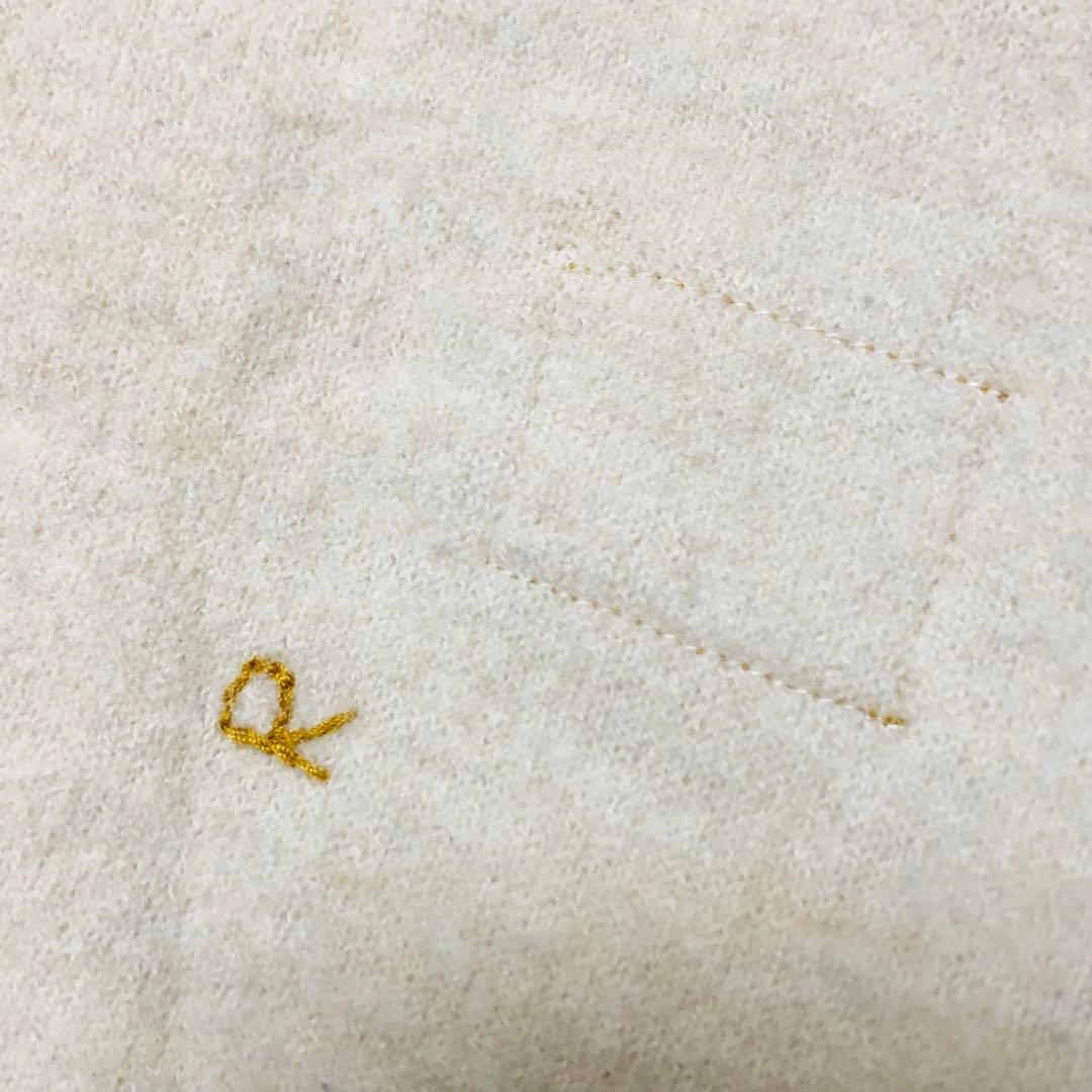 45R 縮絨のMシャツ ニット 長袖 モックネック ワイド ロゴ 刺繍 ウール