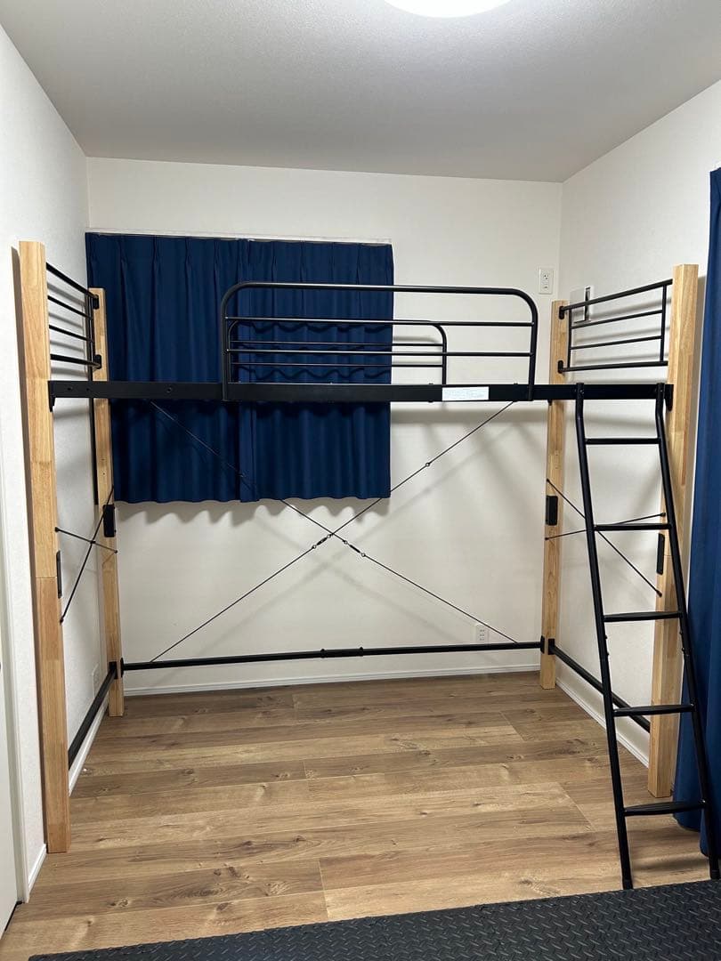 引取り限定ロフトベッド ハイタイプ シングル フレームのみ ナチュラル×ブラック