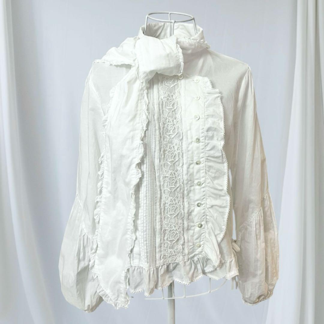 PINK HOUSE ピンクハウス フリル リボン ボウタイブラウス