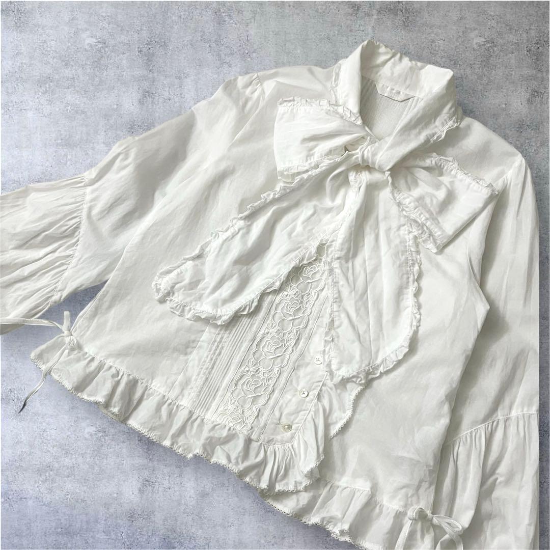 PINK HOUSE ピンクハウス フリル リボン ボウタイブラウス