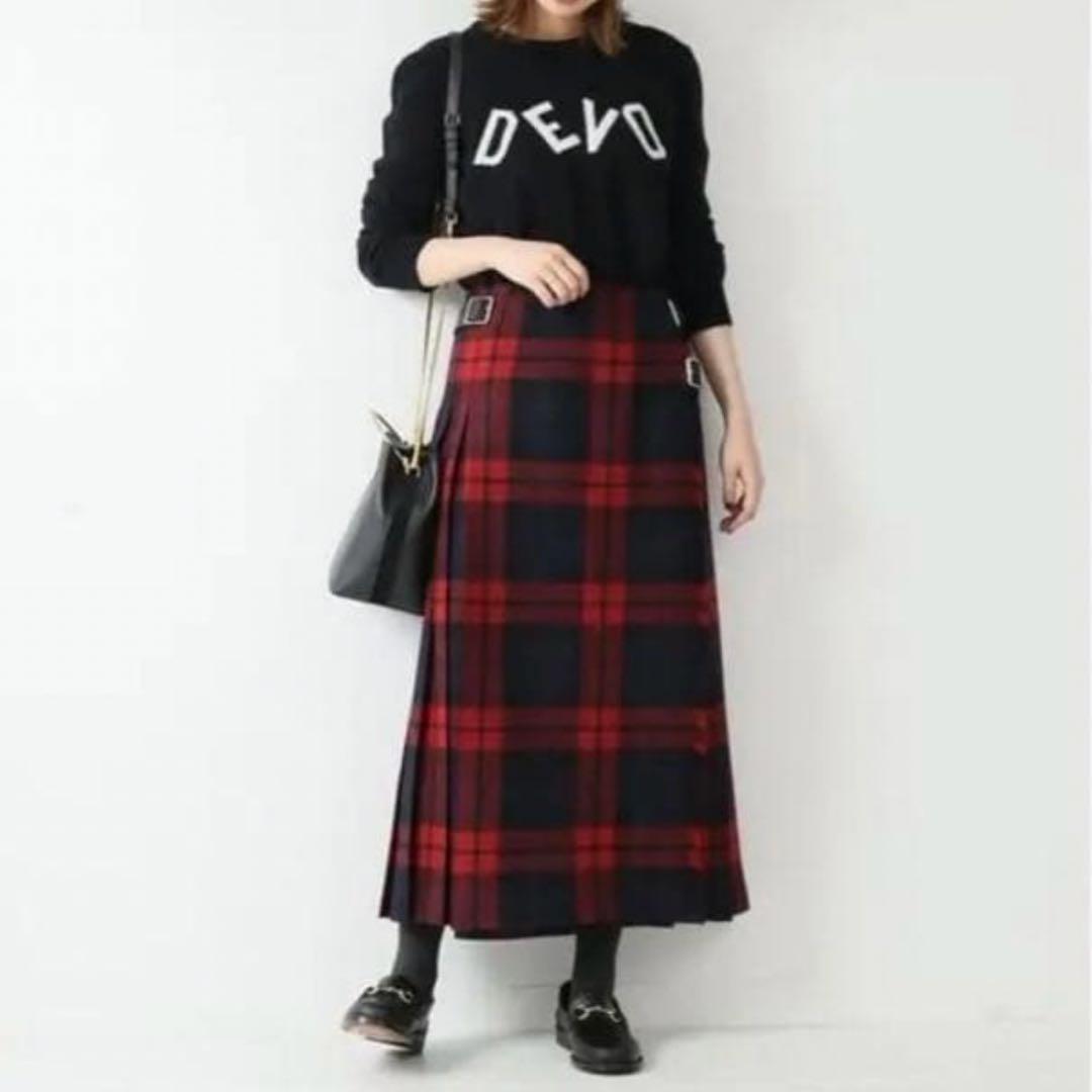 オニールオブダブリン　赤×黒　チェックプリーツスカート