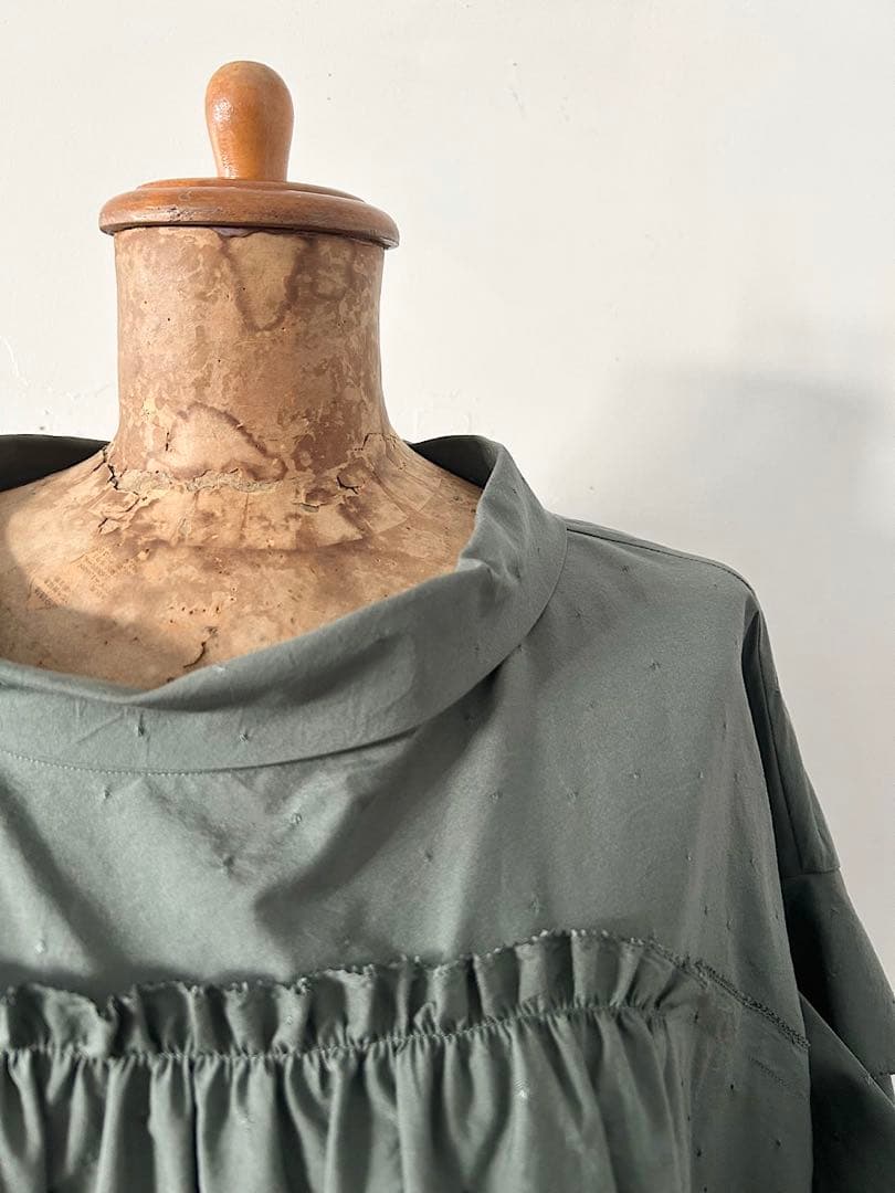 【美品】mina perhonen　yume　ロールカラー刺繍ブラウス　36