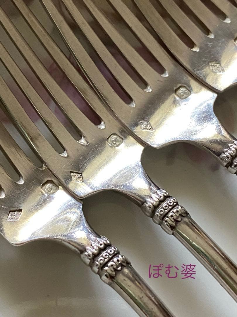 【フランス／純銀】① Denfertフォーク３本② Lapeyreナイフ２本