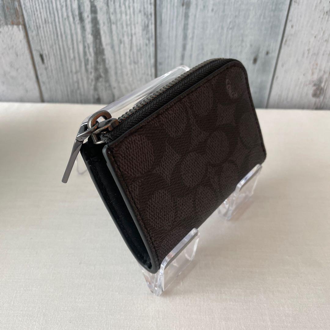 【新品】コーチcoach ケース　ミニ財布　シグネチャー　グレー