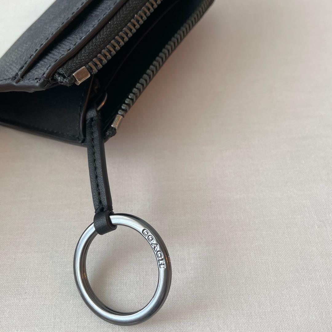 【新品】コーチcoach ケース　ミニ財布　シグネチャー　グレー