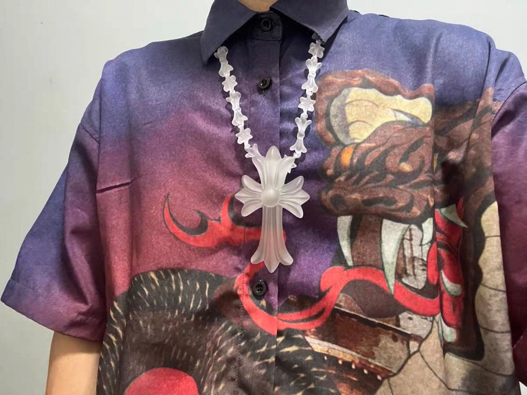 バカデカFAKE HEARTSクロスクリア！十字架 ネックレス　クロムハーツ